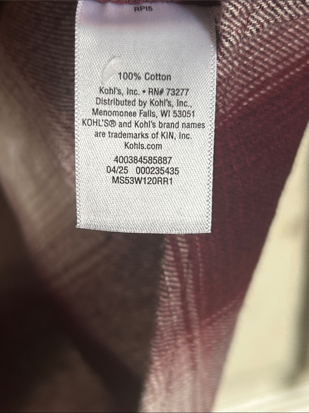 NWT Sonoma super soft flannel burgundy plaid button down shirt size medium - Picture 5 of 5